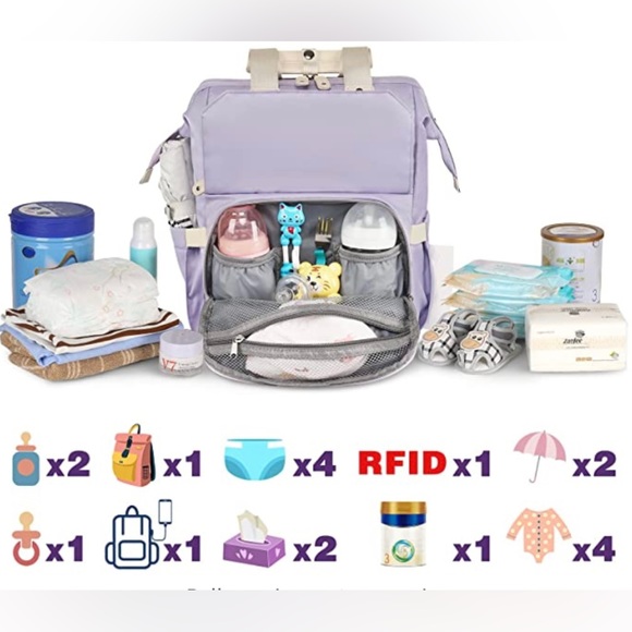 Multifunctional Travel Backpack Diaper Bag Carry On Pockets Purse Tote USB Port - Picture 7 of 9